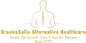 Gradient Gold Stylized Man With Spine And Text Below BrookBelle Alternative Healthcare Logo